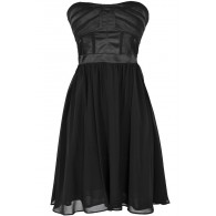 Different Angles Strapless Chiffon Designer Dress in Black